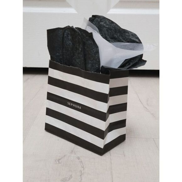 🖤🤍 SEPHORA Empty Black White Striped Paper Shopping Gift Bag with Tissues - Picture 7 of 9